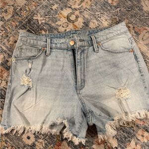 Light Distressed Jean Shorts